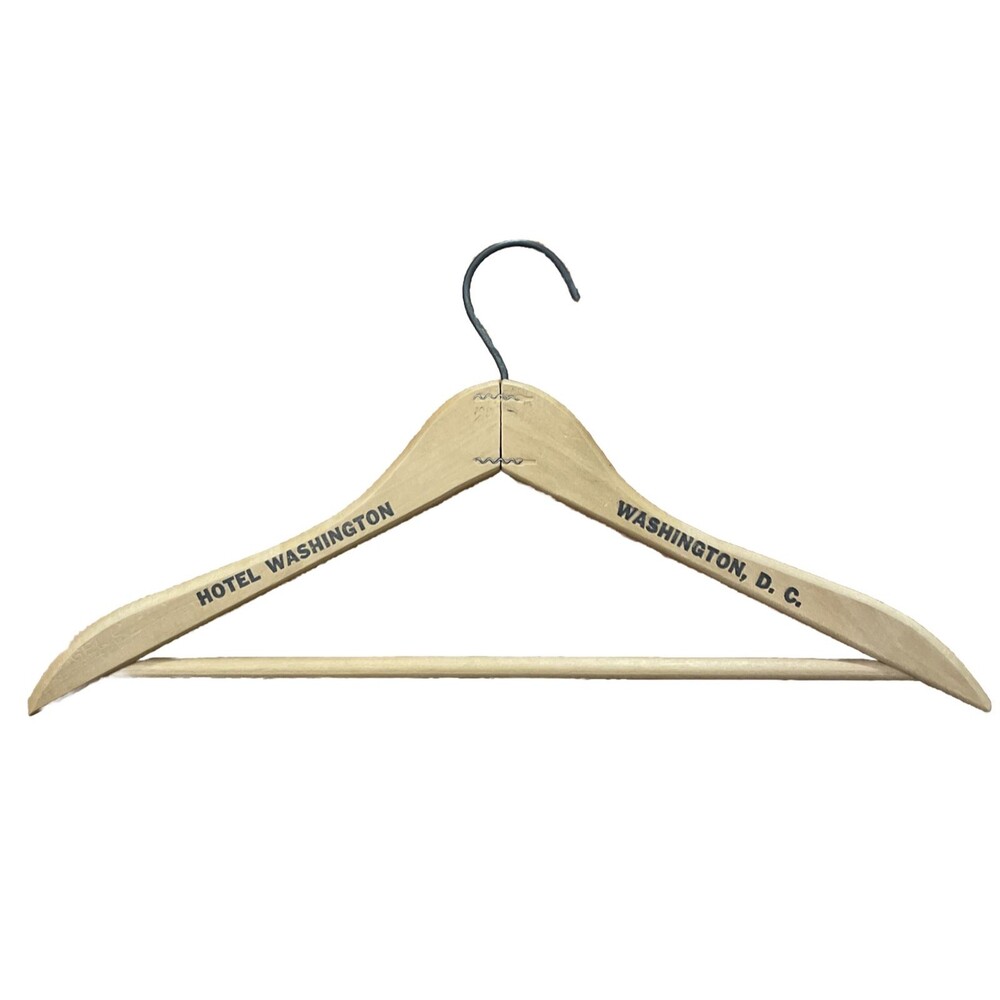 Vintage Wood Clothes Hanger Hotel Washington D.C. District of Columbia